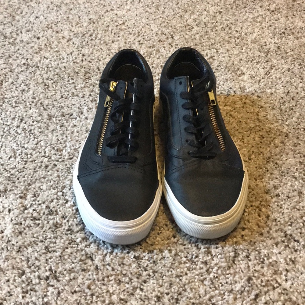 Black leather vans with zipper